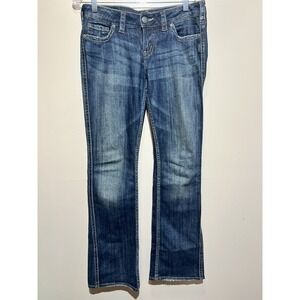 Women's Silver Jeans Frances Bootcut 18" Low Rise Embroidered‎ Pockets 28x33